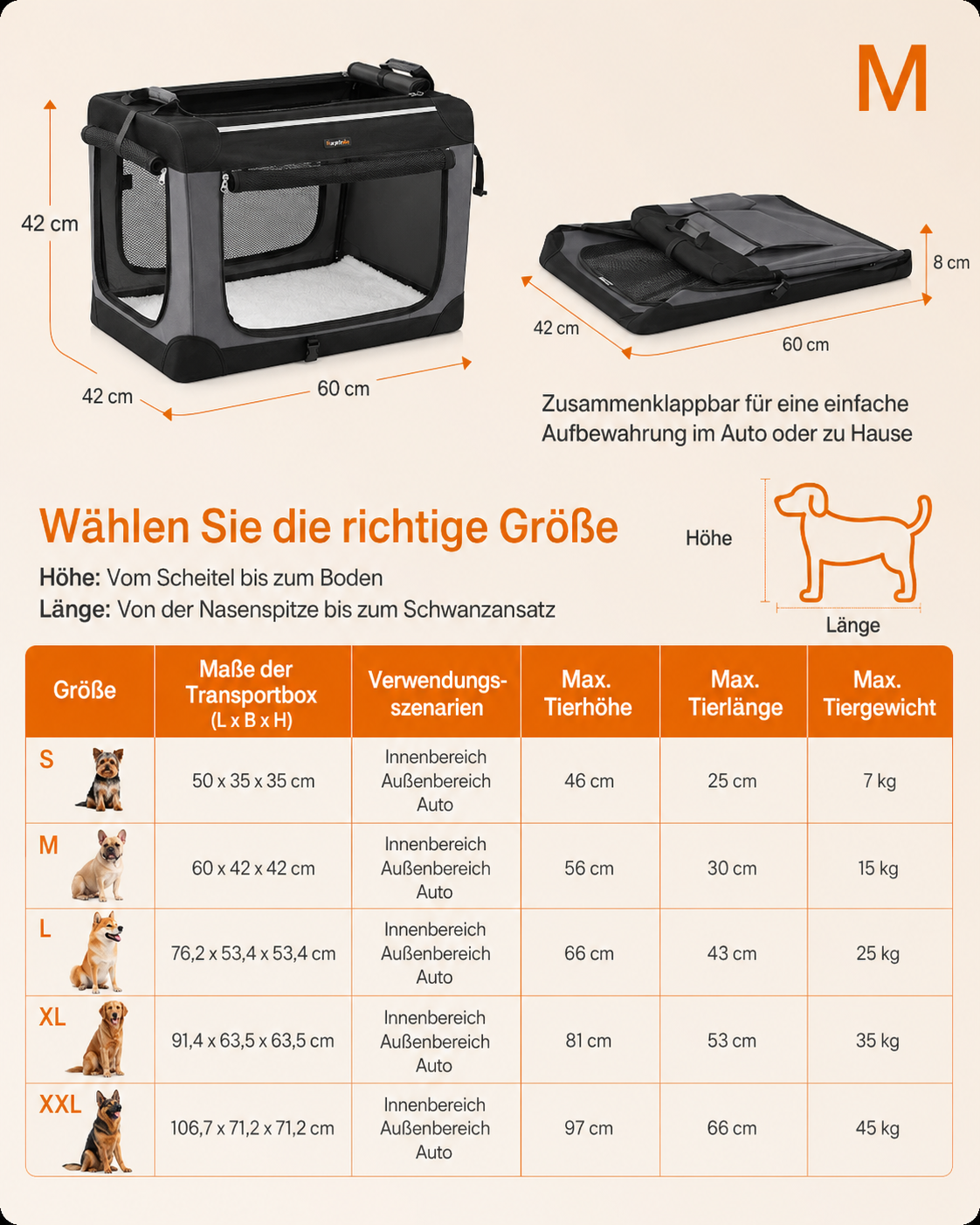 Faltbare Transportbox für Hunde & Katzen