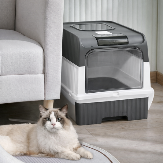 Geschlossenes Katzenklo mit Schublade