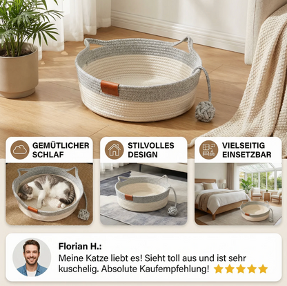 Handgeflochtenes Rattan-Katzenbett