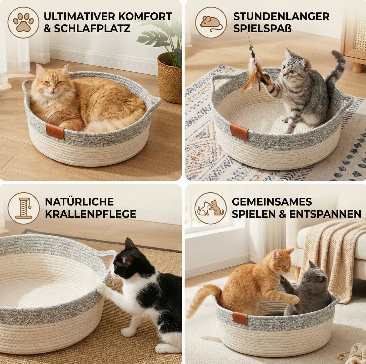 Handgeflochtenes Rattan-Katzenbett