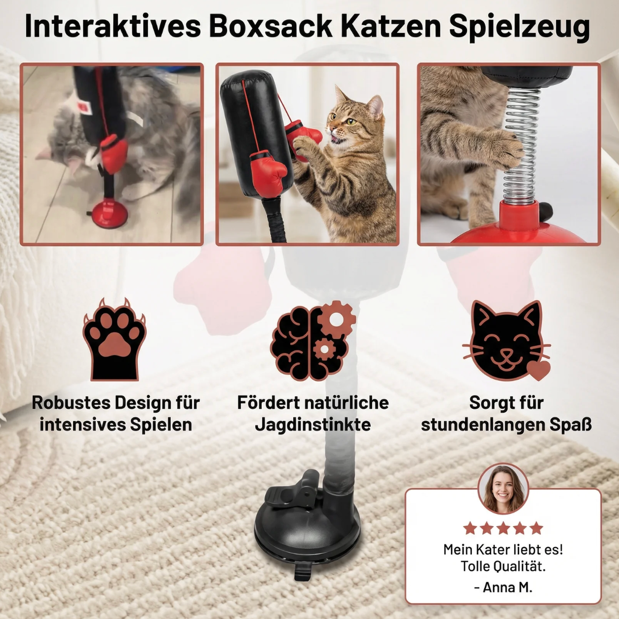 Katzen Boxsack mit Saugnapf