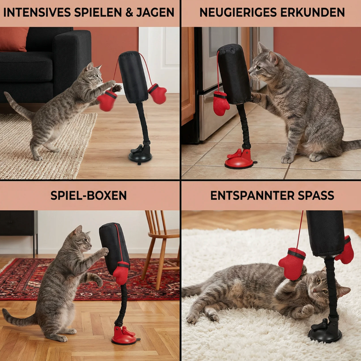 Katzen Boxsack mit Saugnapf