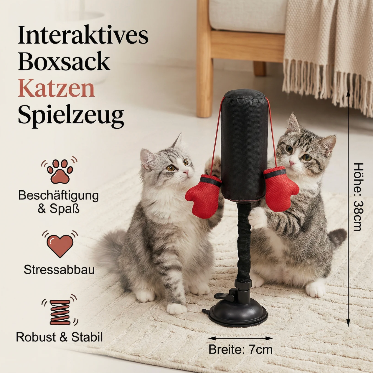Katzen Boxsack mit Saugnapf