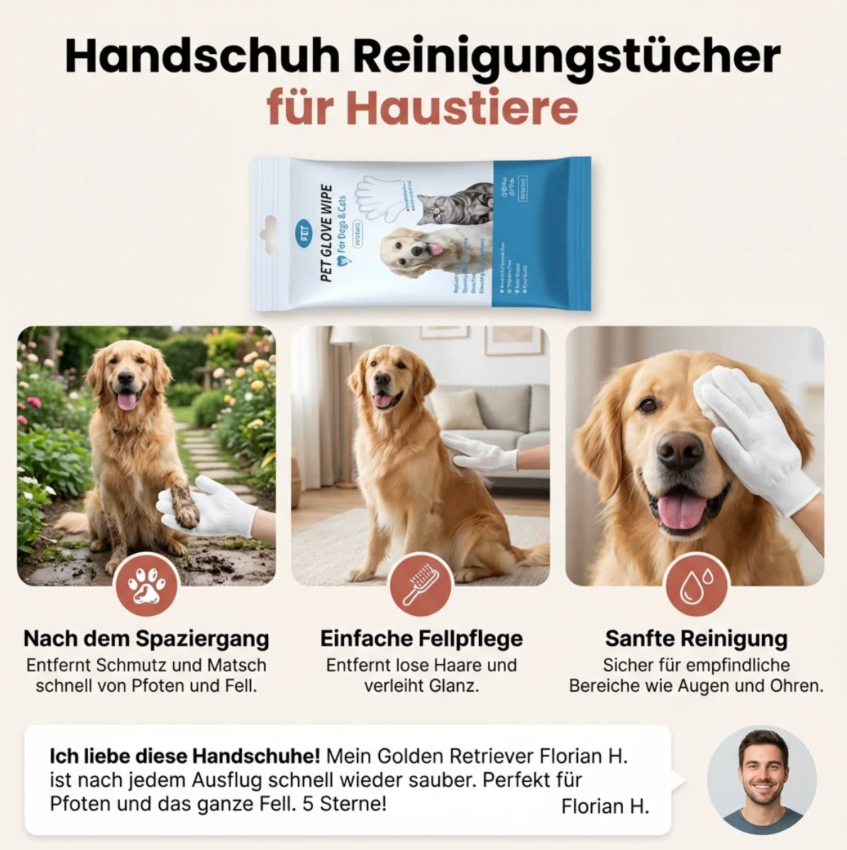 Pflegehandschuhe für Haustiere