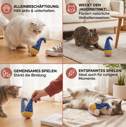 Stehauf-Katzenspielzeug mit Federn