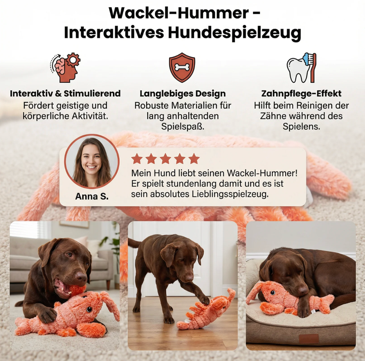 Wackel-Hummer Hundespielzeug