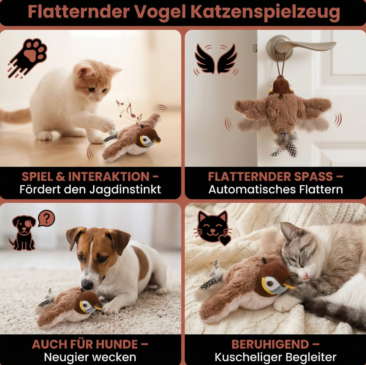 Interaktiver Flattervogel für Katzen