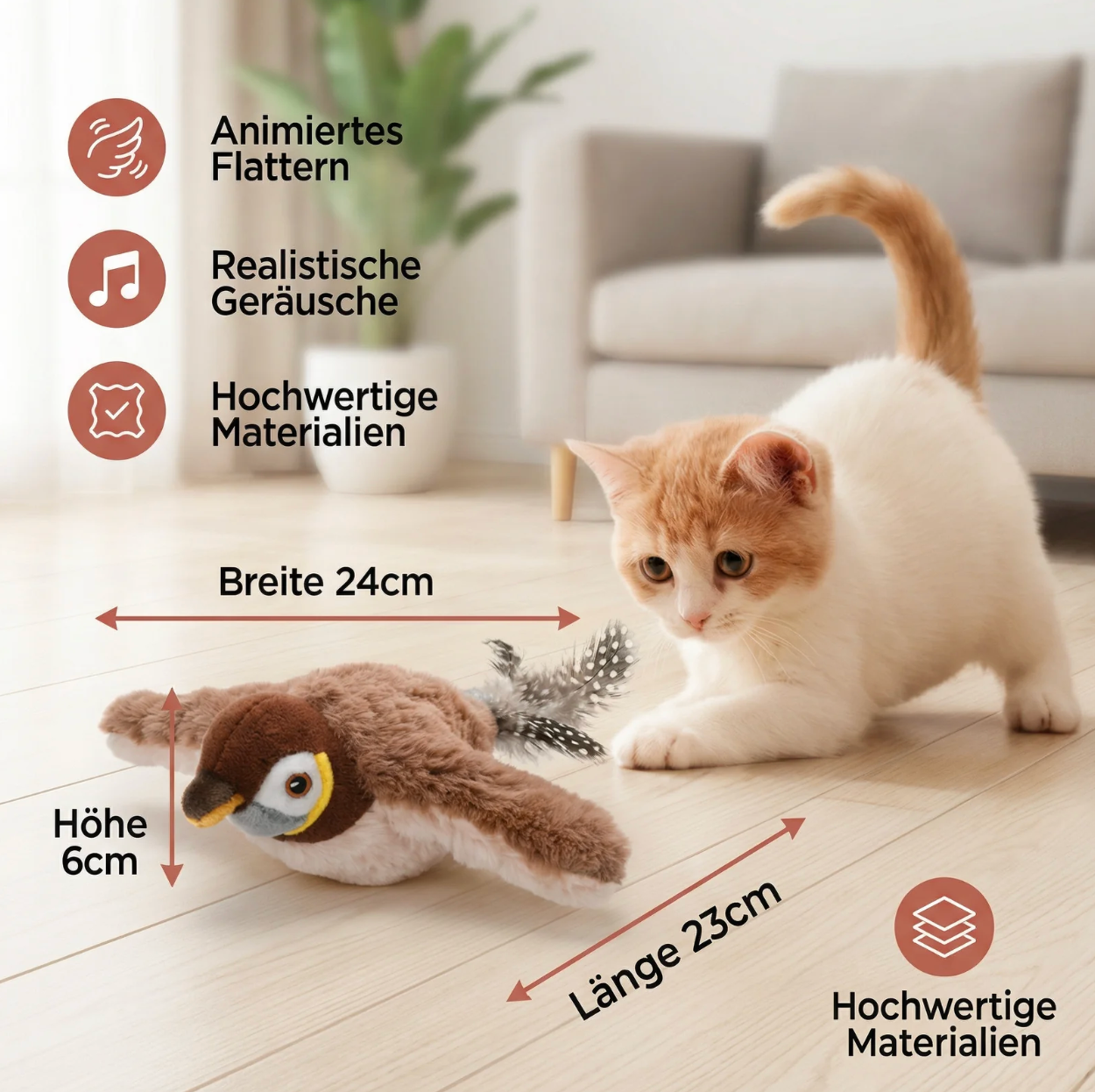 Interaktiver Flattervogel für Katzen