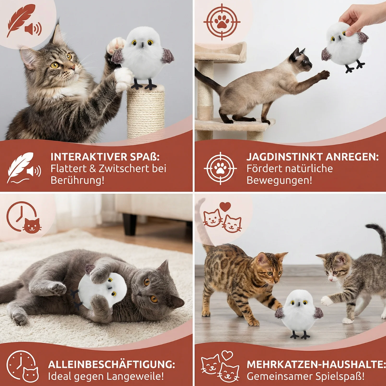 Interaktiver Flattervogel für Katzen