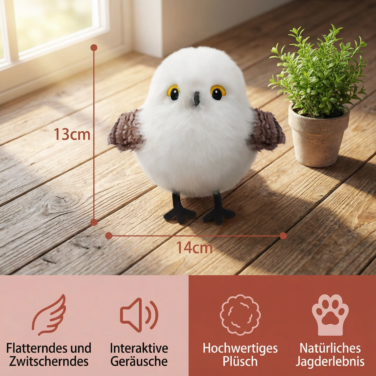 Interaktiver Flattervogel für Katzen