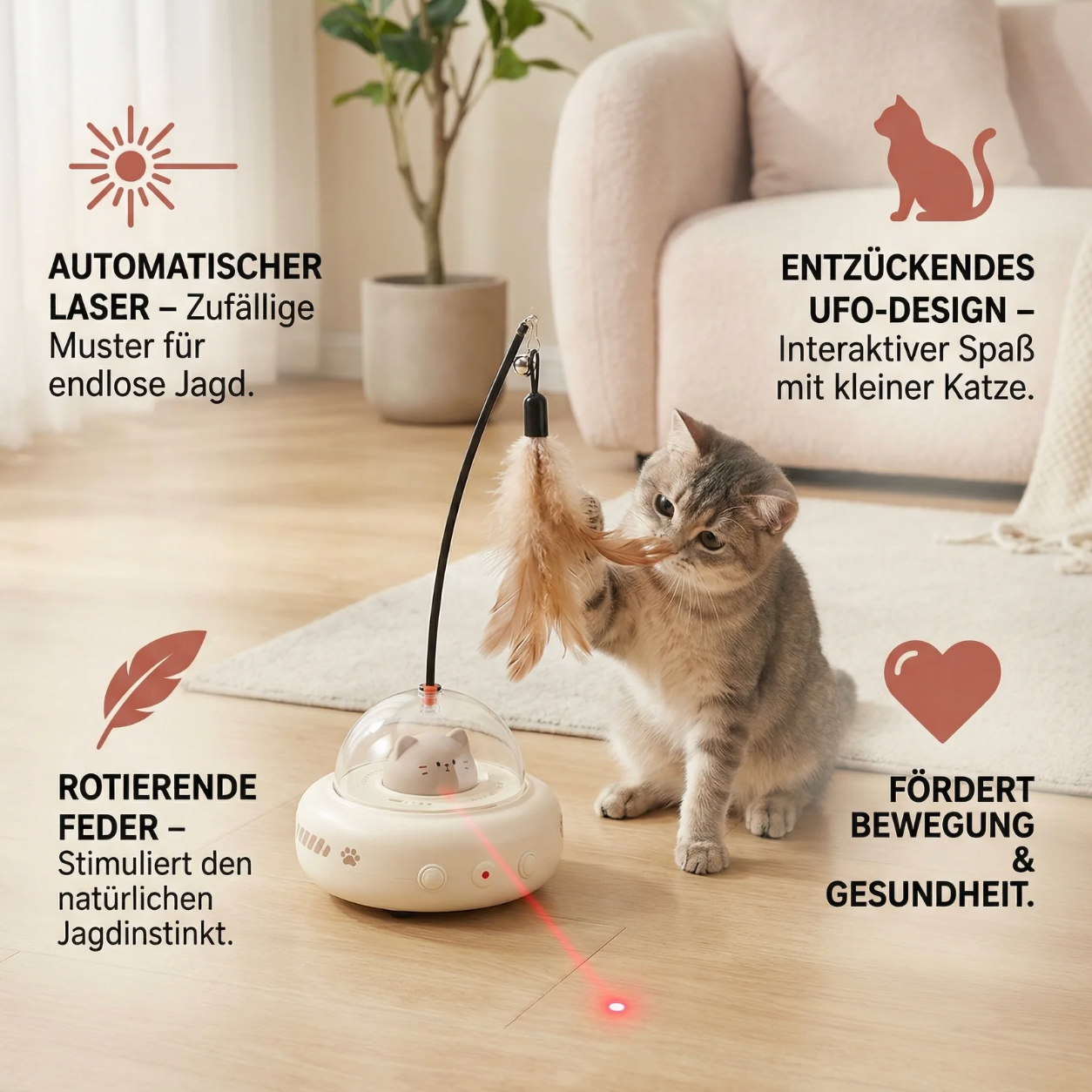 Interaktive Federangel für Katzen