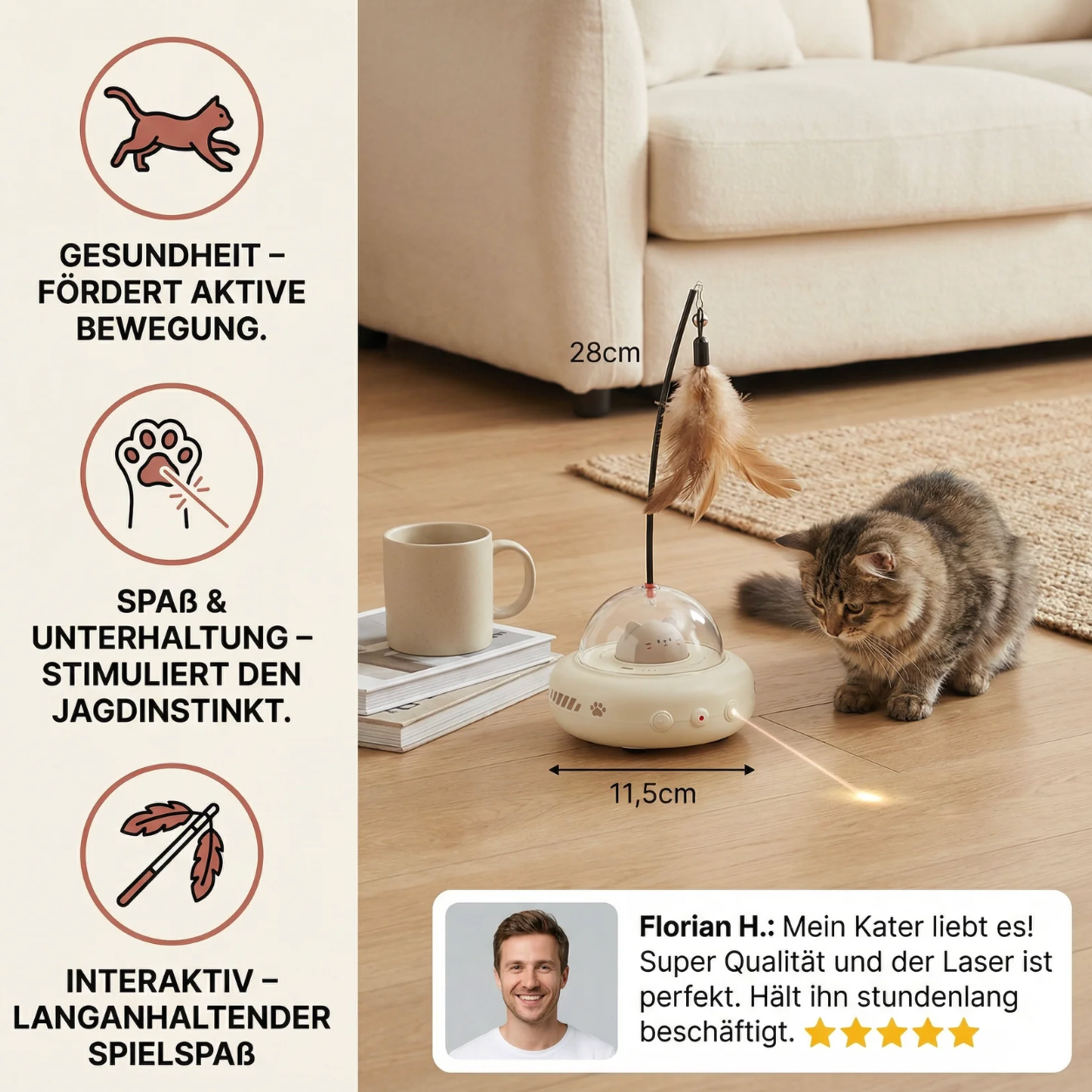 Interaktive Federangel für Katzen