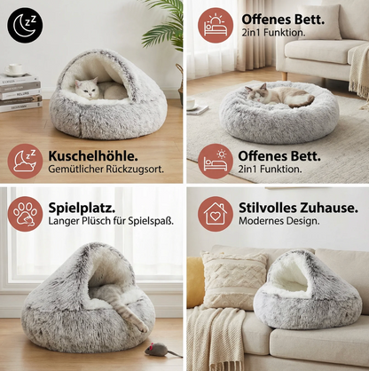2-in-1 Kuschelhöhle für Katzen