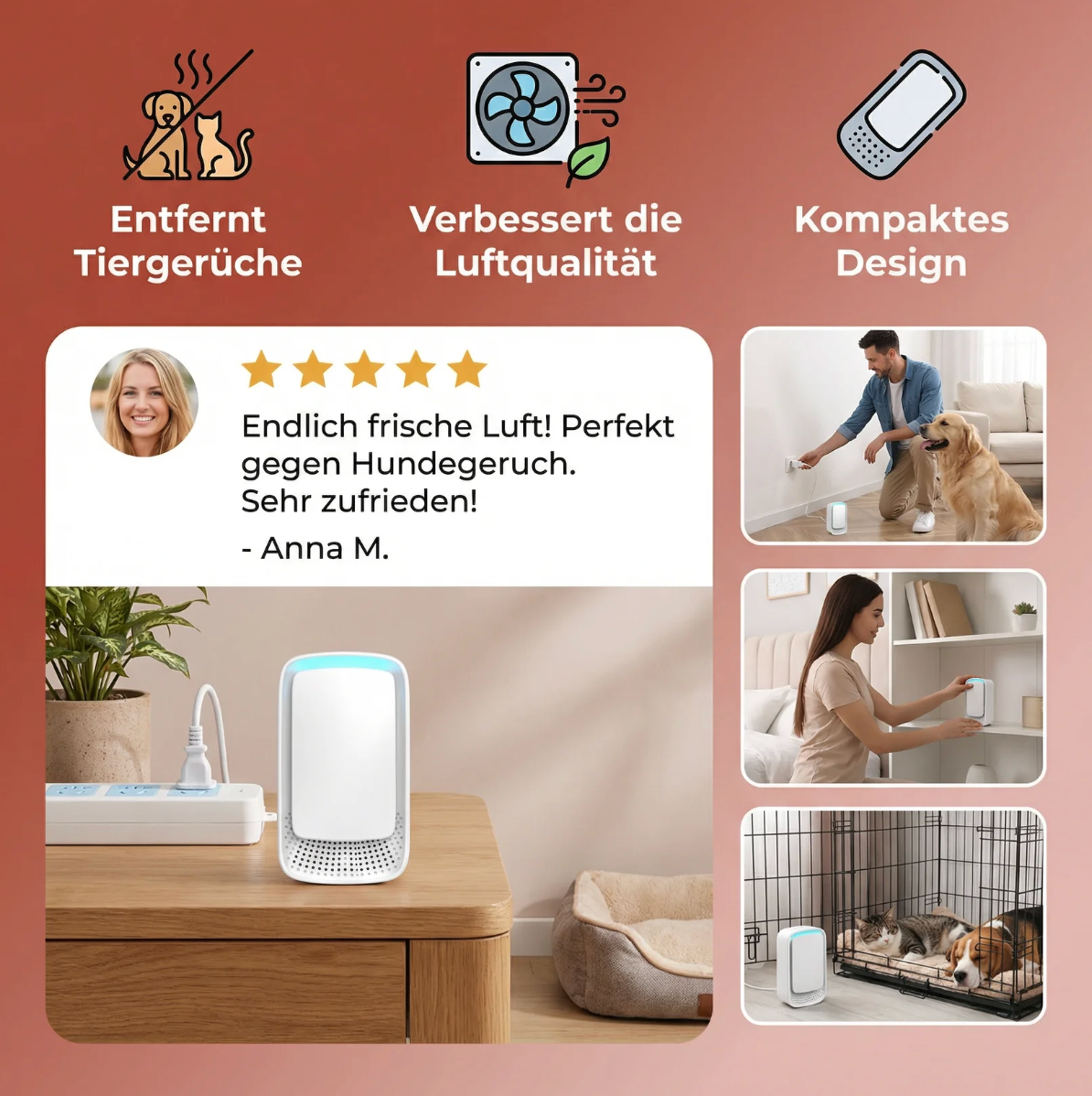Mini-Luftreiniger für Hunde- & Katzenhaushalte