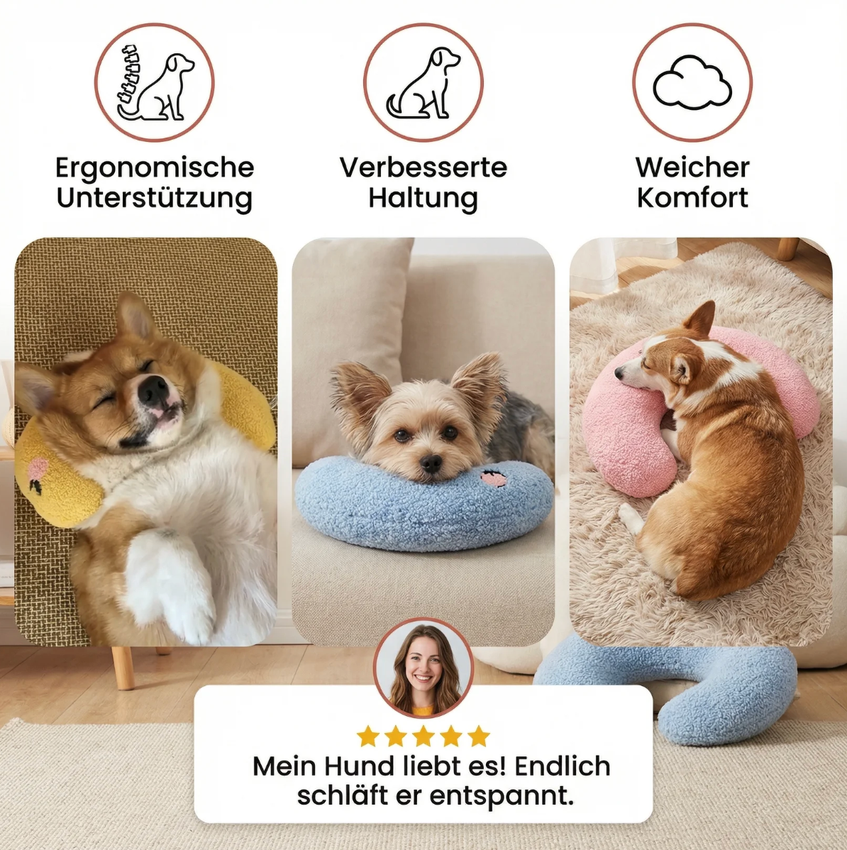 Mondförmiges Kuschelkissen für Hunde & Katzen