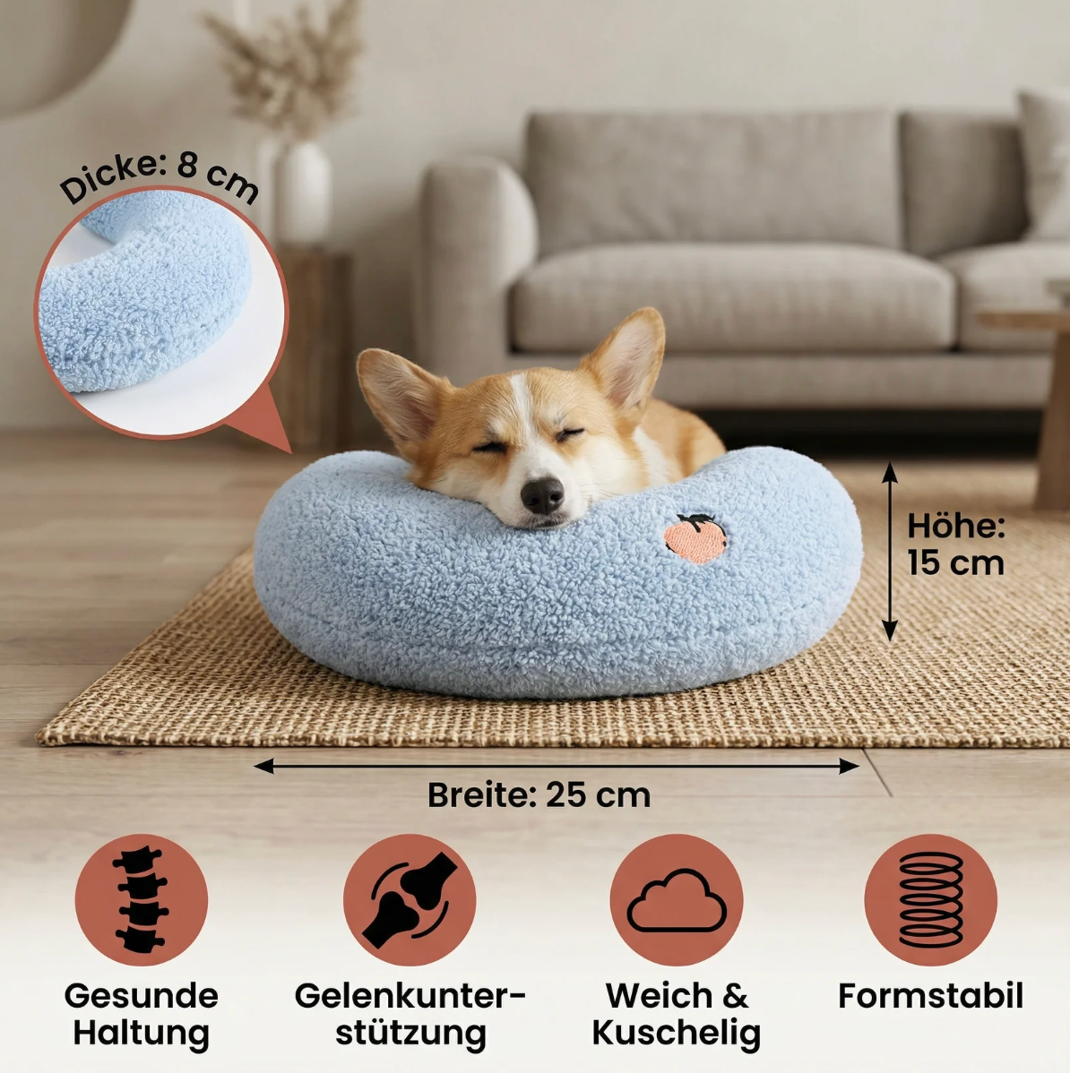 Mondförmiges Kuschelkissen für Hunde & Katzen