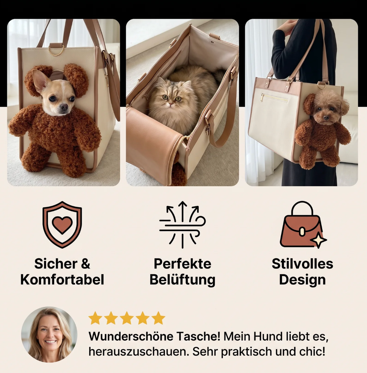 Teddy-Tragetasche für Hunde & Katzen