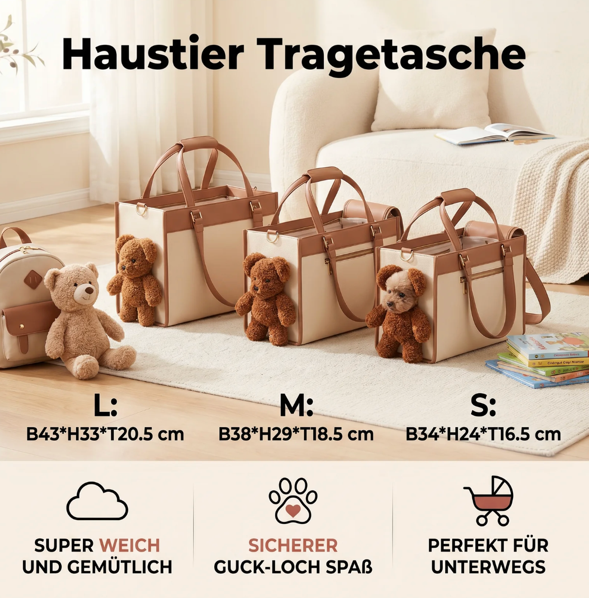 Teddy-Tragetasche für Hunde & Katzen