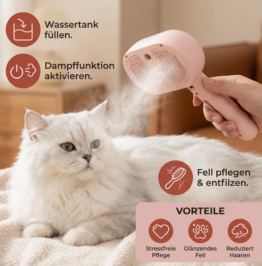 3-in-1 Dampf-Pflegebürste für Hunde & Katzen