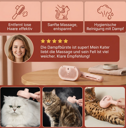 3-in-1 Dampf-Pflegebürste für Hunde & Katzen
