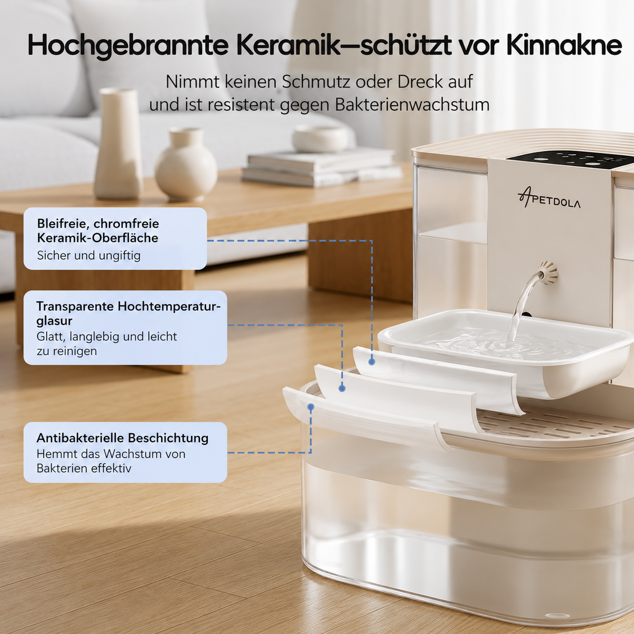 Kabelloser Trinkbrunnen für Hunde & Katzen