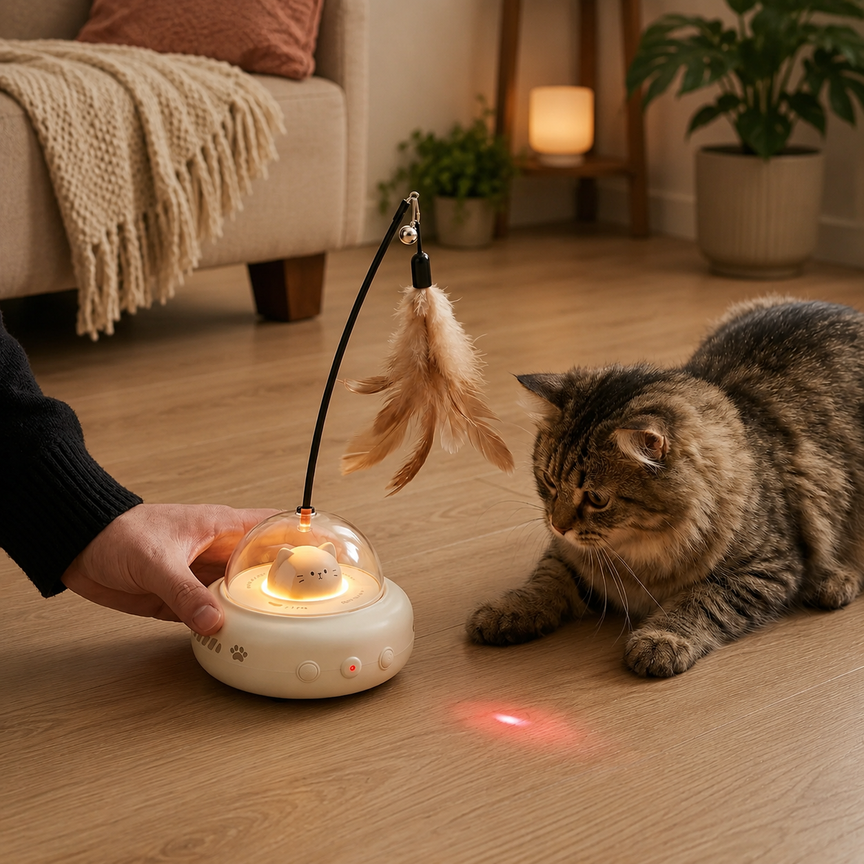 Interaktive Federangel für Katzen