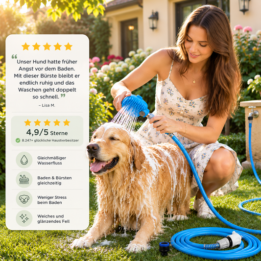 2-in-1 Badebürste mit Duschkopf für Hunde & Katzen