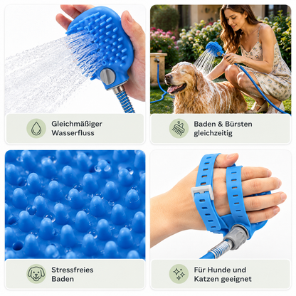 2-in-1 Badebürste mit Duschkopf für Hunde & Katzen