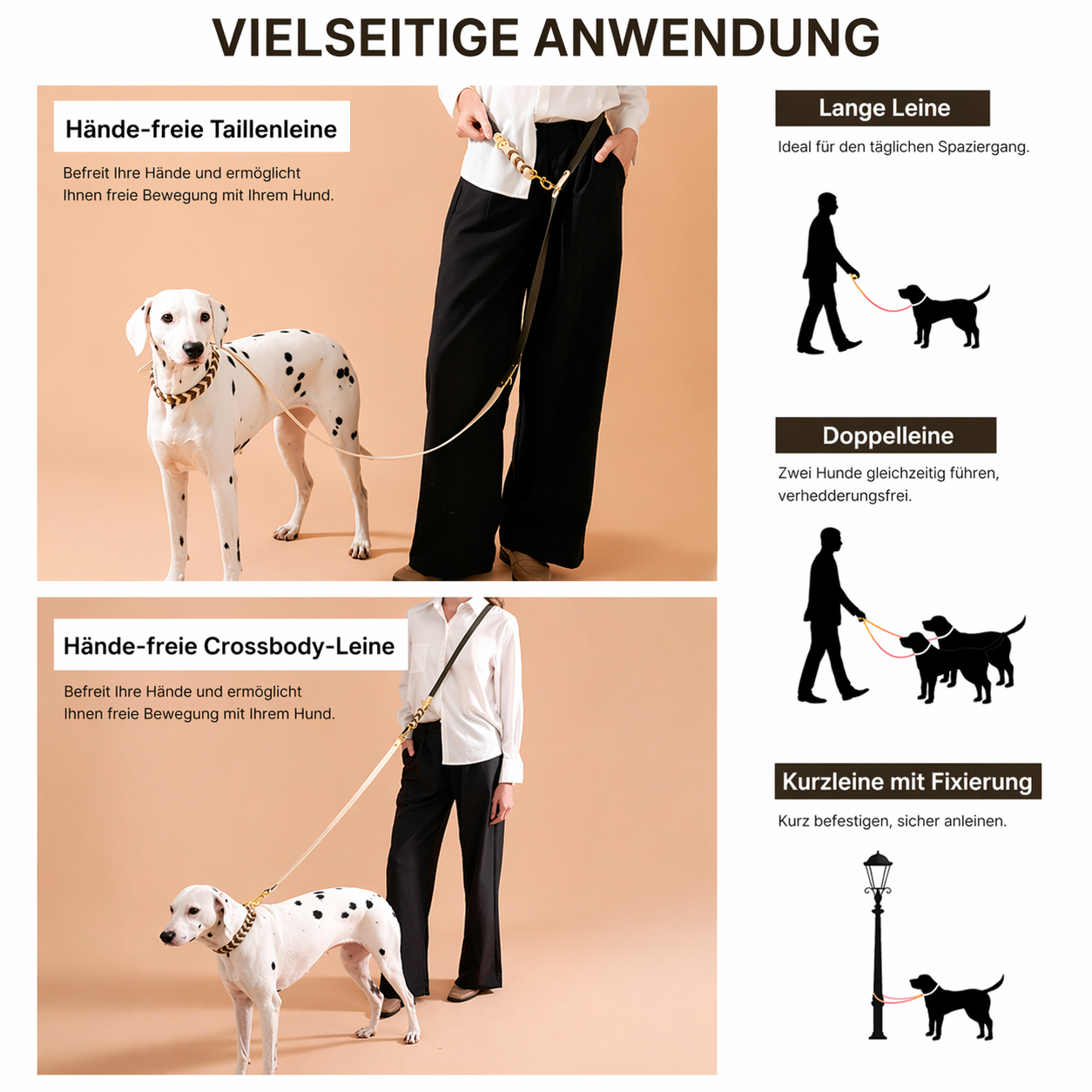Freihand Hundeleine Crossbody