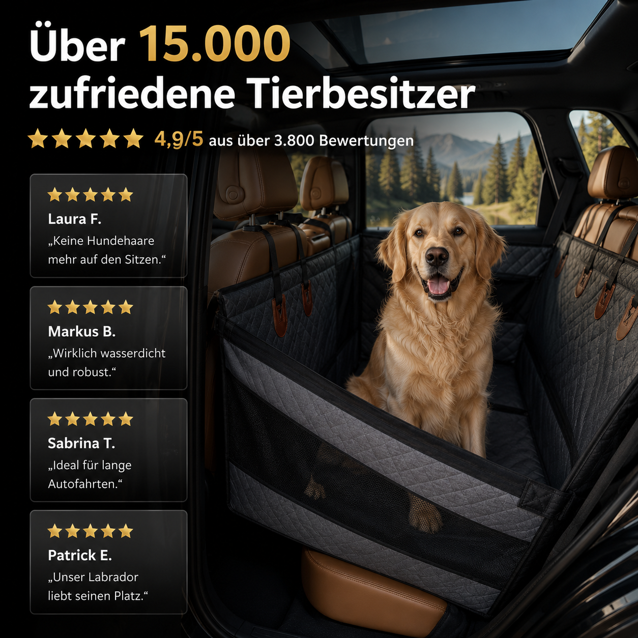 Wasserdichte Auto-Rücksitzmatte für Hunde & Katzen