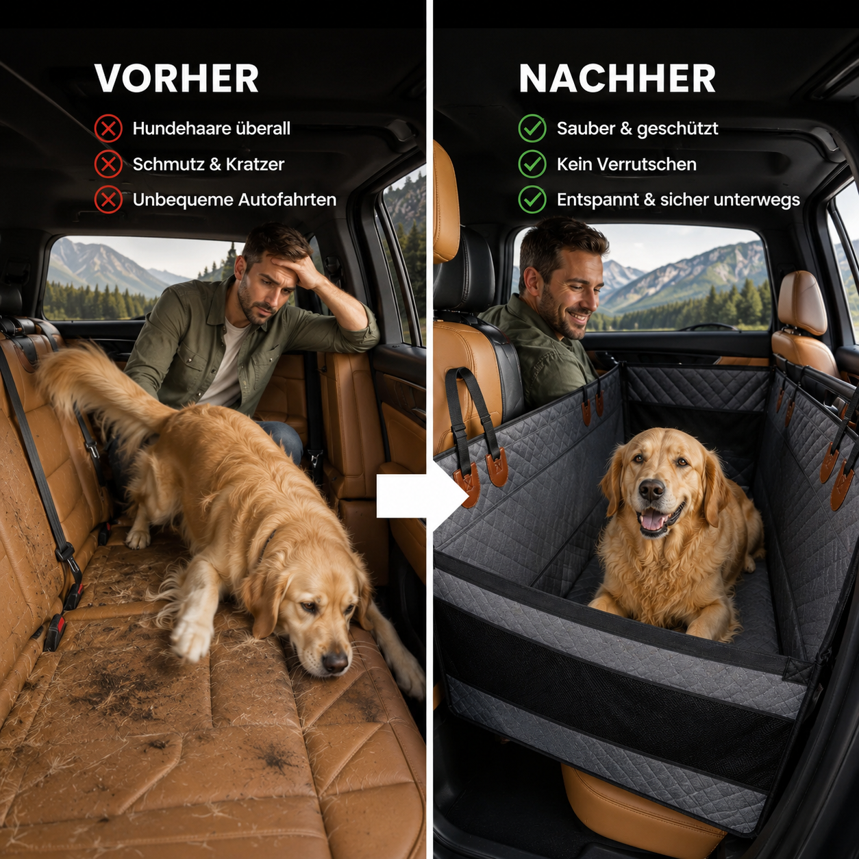 Wasserdichte Auto-Rücksitzmatte für Hunde & Katzen
