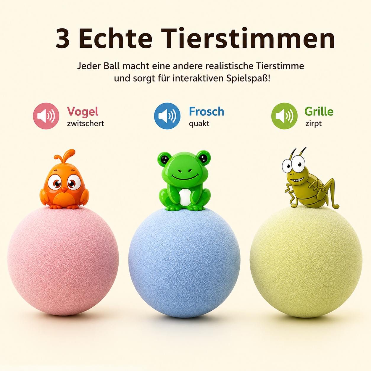 Interaktive Katzenbälle mit Tiergeräuschen