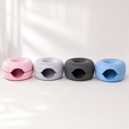 2-in-1 Donut Katzenbett mit Spieltunnel