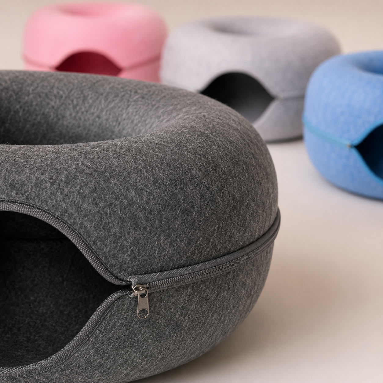2-in-1 Donut Katzenbett mit Spieltunnel