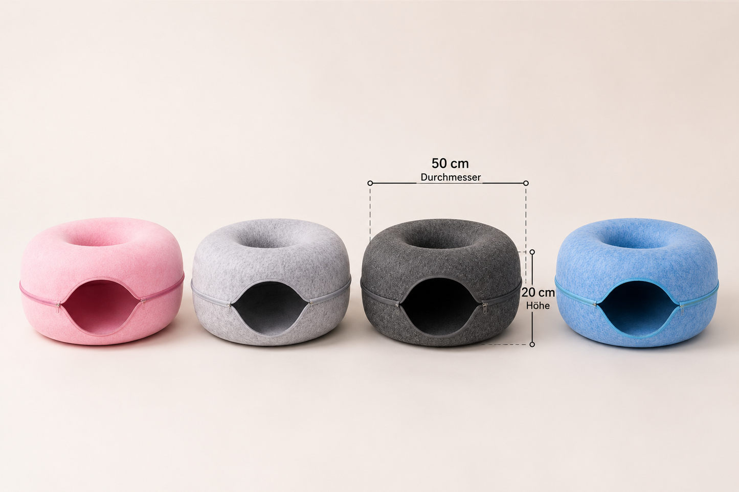 2-in-1 Donut Katzenbett mit Spieltunnel