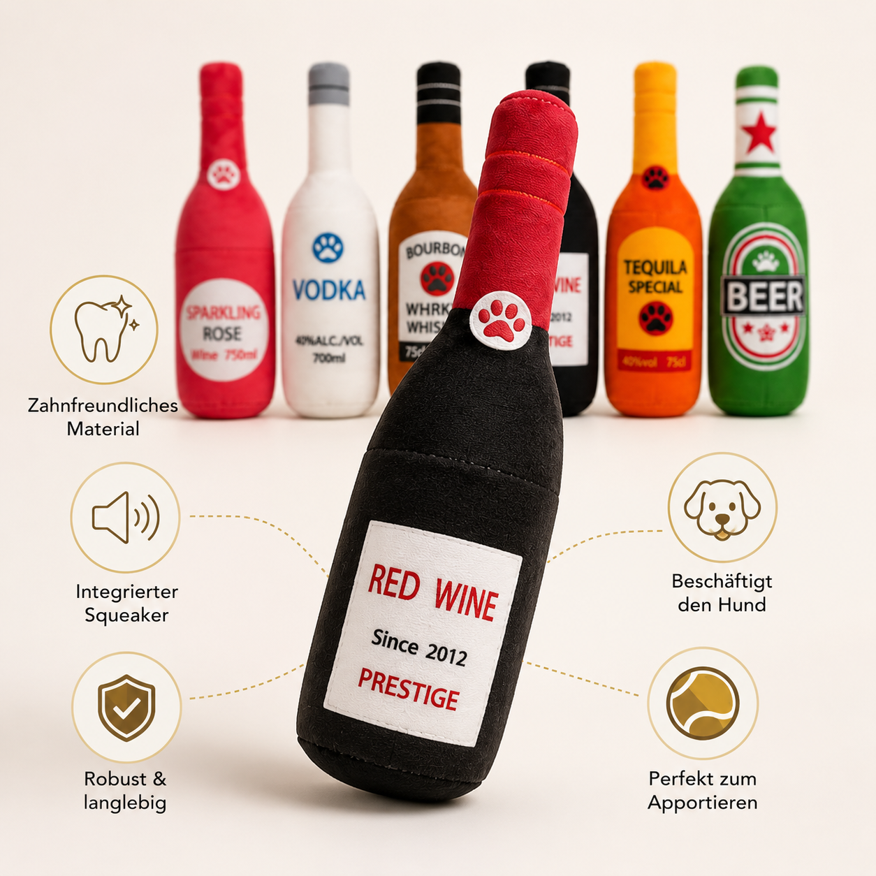 Quietsch-Flasche für Hunde