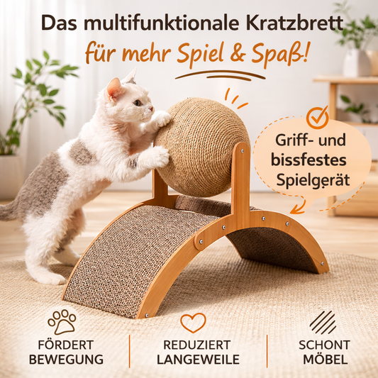 2-in-1 Holz-Kratzball für Katzen
