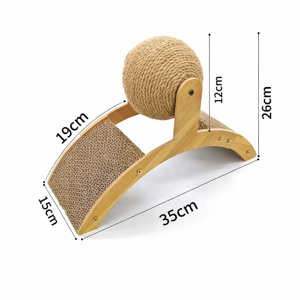 2-in-1 Holz-Kratzball für Katzen