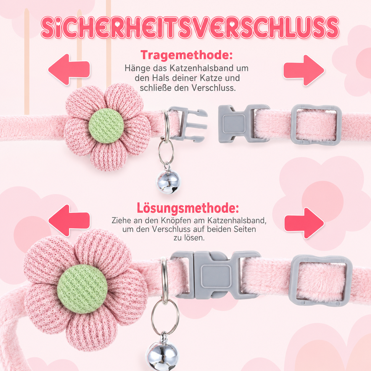 Katzenhalsband mit Glocke & Blume