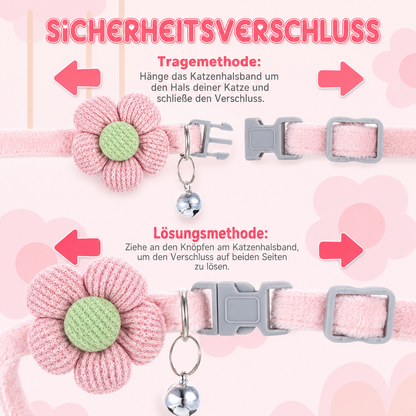 Katzenhalsband mit Glocke & Blume
