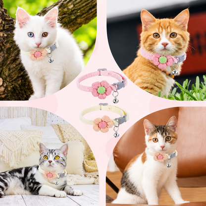 Katzenhalsband mit Glocke & Blume