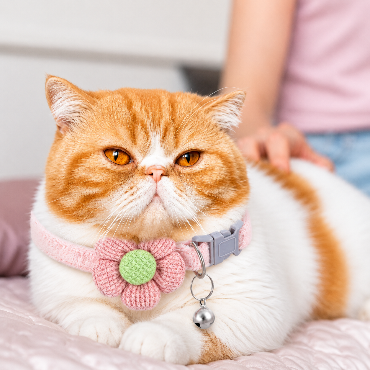 Katzenhalsband mit Glocke & Blume