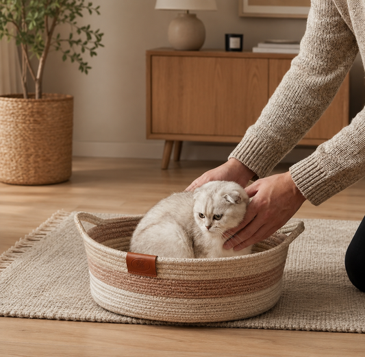 Handgeflochtenes Rattan-Katzenbett