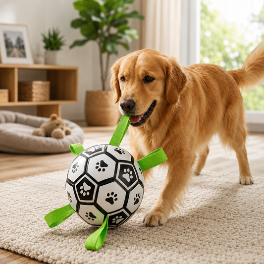Hunde-Fußball mit Griffen