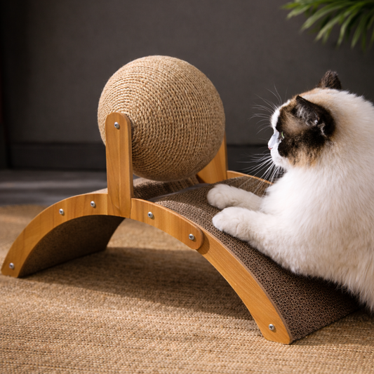 2-in-1 Holz-Kratzball für Katzen