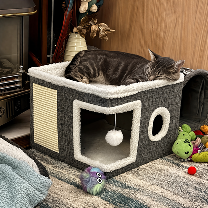 4-Jahreszeiten Katzenhaus mit Kratzbrett