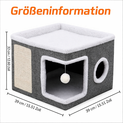 4-Jahreszeiten Katzenhaus mit Kratzbrett