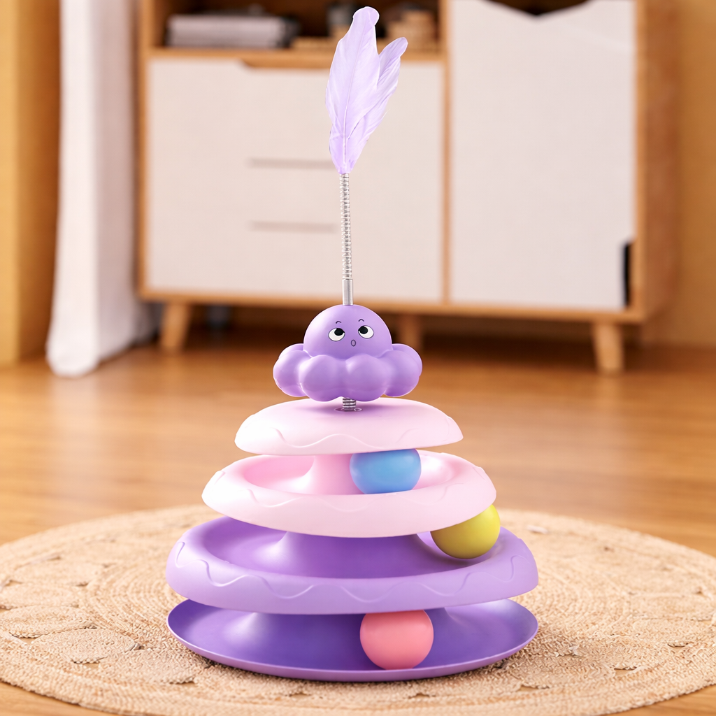 Katzen Spielturm mit Bällen