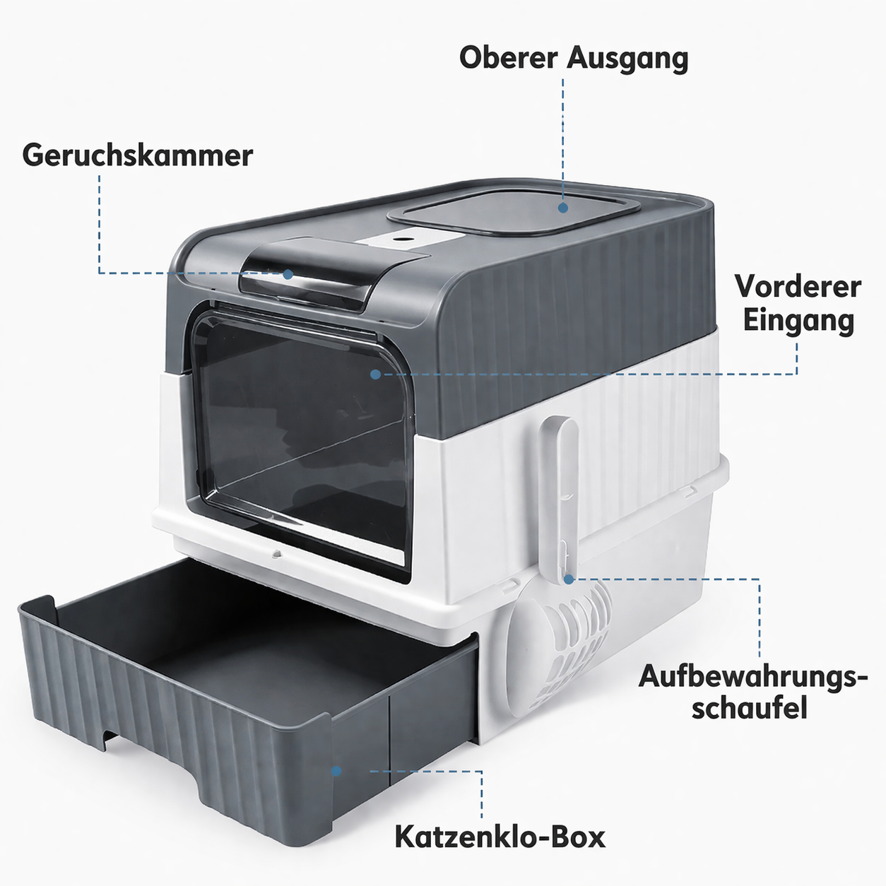 Geschlossenes Katzenklo mit Schublade