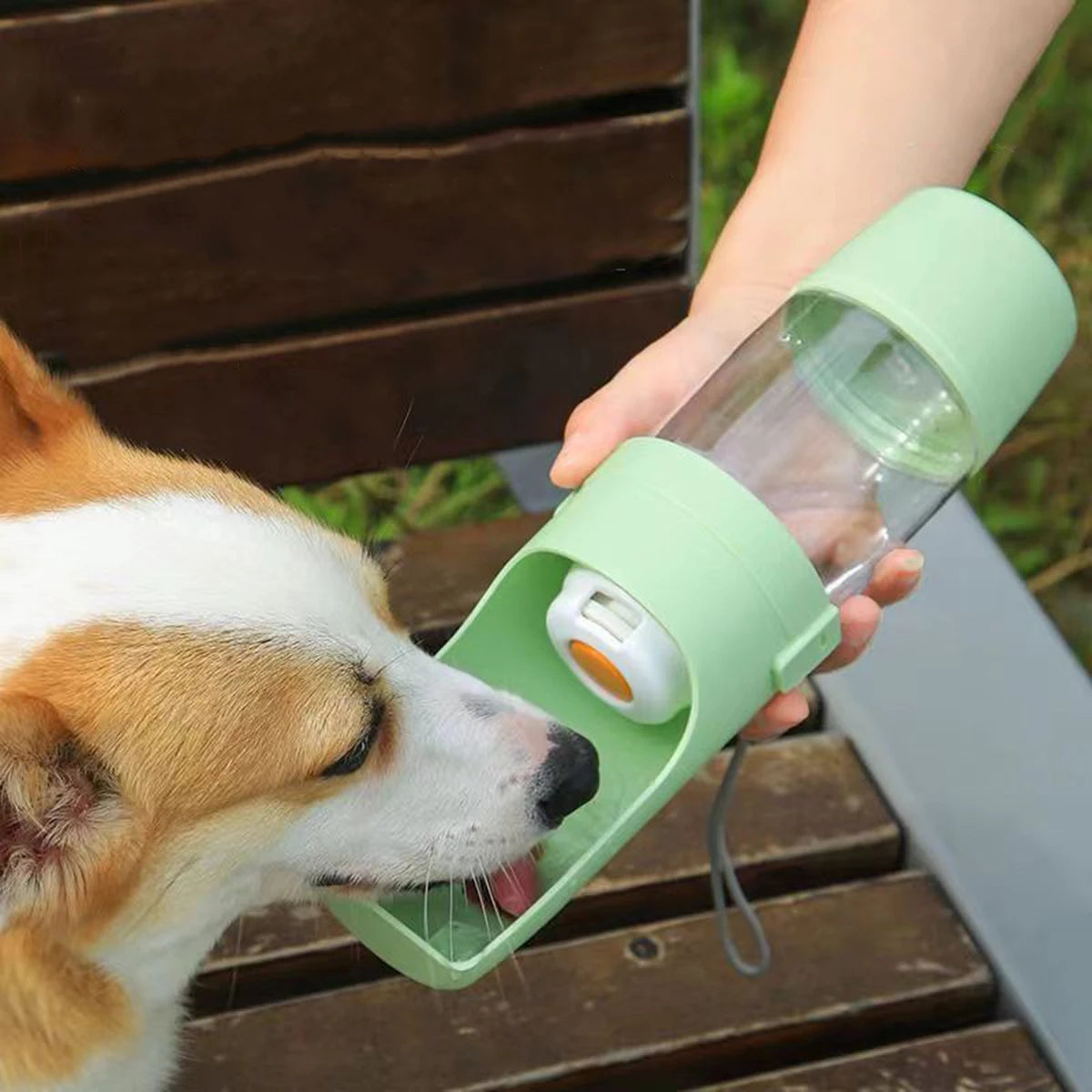 Tragbare Hunde Trinkflasche mit Futterbehälter